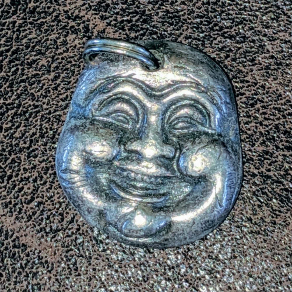 HAPPINESS SPREADS ~ Artisan Crafted Silver Happy Buddha Pendant - Picture 5 of 10